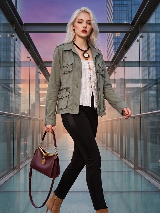 Old Navy Jackets & Blazers - Old Navy Utility Military Jacket Women's XL Army Green Zip Button Front